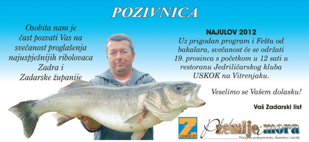 Proglašenje najuspješnijih ribolovaca Zadra i Zadarske županije uz feštu od bakalara