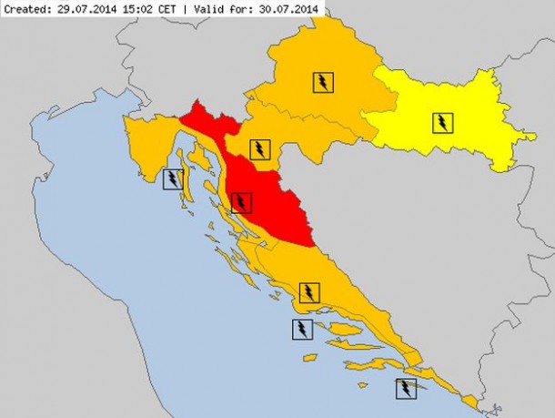 Sutra moguće opasno nevrijeme: Meteoalarm izdao crveno upozorenje