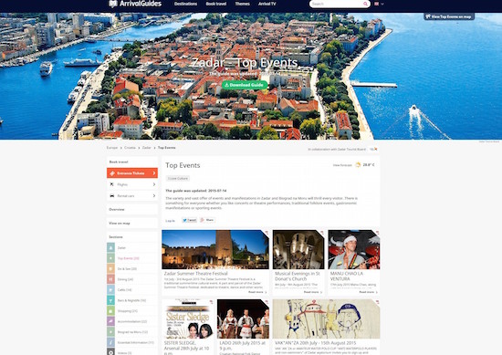 Na mreži ArrivalGuides Zadar najposjećenija stranica