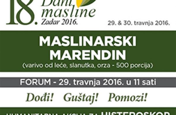 Danas na Narodnom trgu humanitarni Maslinarski marendin