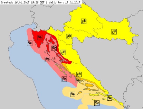 STIŽE ORKANSKA BURA Oglašen crveni meteoalarm za Dalmaciju “Vrijeme je vrlo opasno”